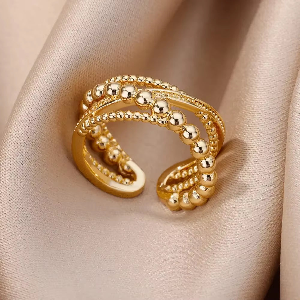 Shine Bright with Our Aesthetic Heart Gold Stainless Steel Rings! Perfect for Weddings, Prom, and Gifts! 💖✨ #VintageVibes #WaterproofJewelry