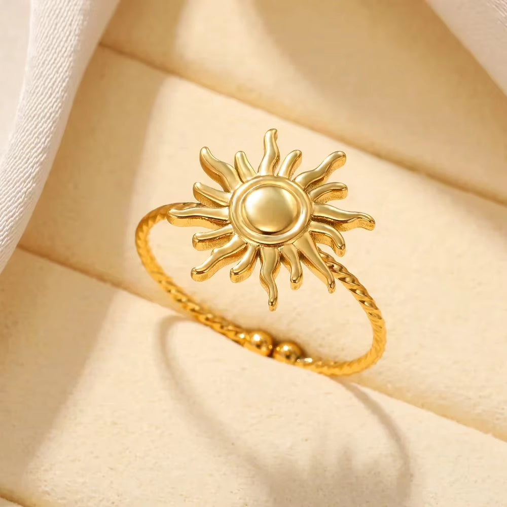 Shine Bright with Our Aesthetic Heart Gold Stainless Steel Rings! Perfect for Weddings, Prom, and Gifts! 💖✨ #VintageVibes #WaterproofJewelry