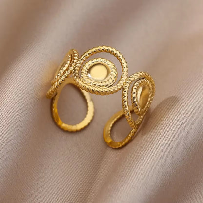 Shine Bright with Our Aesthetic Heart Gold Stainless Steel Rings! Perfect for Weddings, Prom, and Gifts! 💖✨ #VintageVibes #WaterproofJewelry