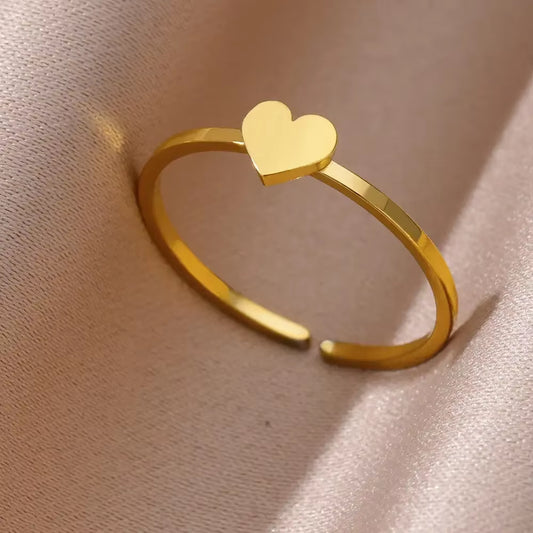 Shine Bright with Our Aesthetic Heart Gold Stainless Steel Rings! Perfect for Weddings, Prom, and Gifts! 💖✨ #VintageVibes #WaterproofJewelry